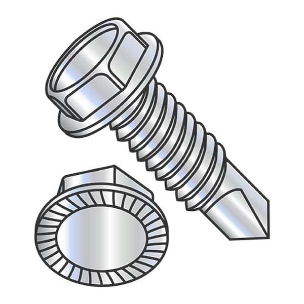 Usa Industrials Self-Drilling Screw, #10-24 x 3/4 in, Zinc Plated Steel Hex Head Hex Drive BULK-SCRW-12708 - main
